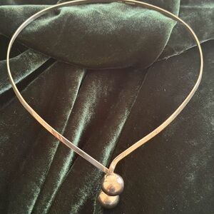 Sleek Interlocking Silver Double Ball/Chime Pendant Necklace. Mexican Silver 925